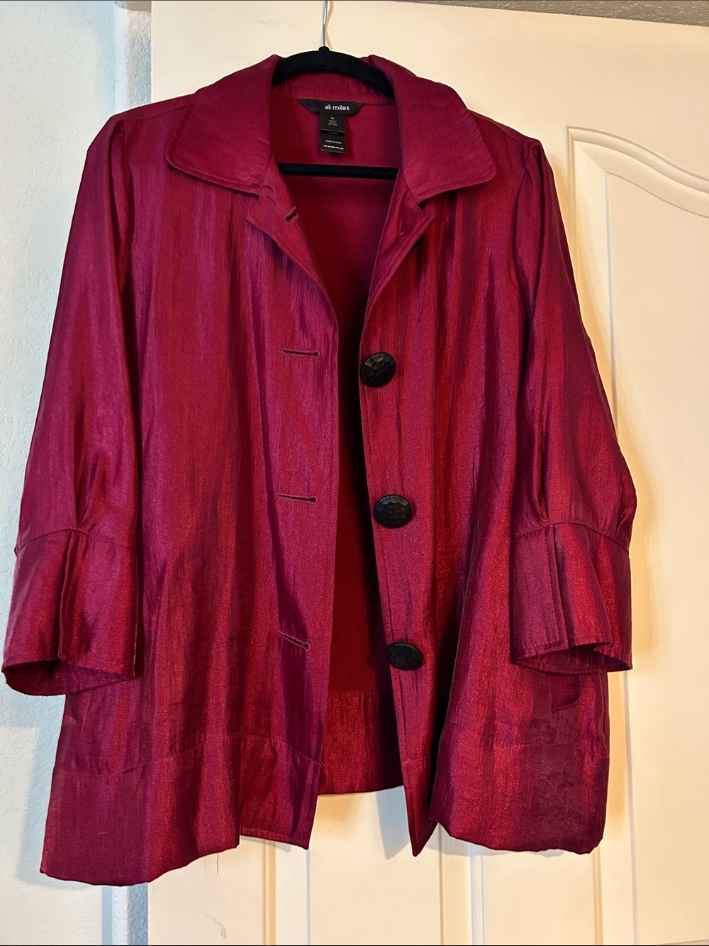 Almia Fuchsia Shimmer Button-Front Jacket